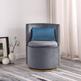 360Â° Swivel Accent Chair with Storage Function, and Velvet Pillow, Velvet Curved Chair with Gold Metal Base for Living Room, Nursery, Bedroom [Video]