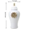 White Ginger Jar with Gilded Flower - Timeless Home Decor