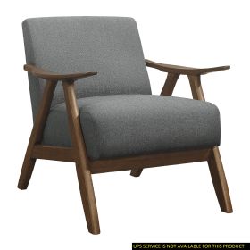 Modern Home Furniture Gray Fabric Upholstered 1pc Accent Chair Walnut Finish Wood Cushion Back and Seat Furniture