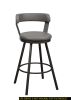 Gray Faux Leather Upholstered Metal Base Chairs Set of 2pc 360-degree Swivel Bar Height Design Pub Chairs Casual Style