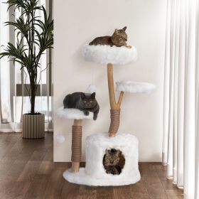 Modern Cat Tree, Natural Branch Cat Tower, Luxury Cat Condo, Indoor Cat Furniture, Kitten Cat Gift, White