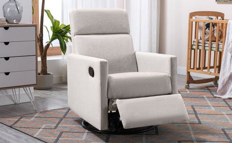 Modern Upholstered Rocker Nursery Chair Plush Seating Glider Swivel Recliner Chair, Tan