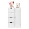 Single Door Bathroom Storage Cabinet with 4 Drawers White