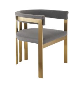 Modrest Pontiac Modern Grey Velvet & Champagne Gold Dining Chair