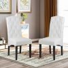 Dining PU Chair with Solid Wood Legs; 18.11&quot; L x 24.01&quot; W x 40.95&quot; H White