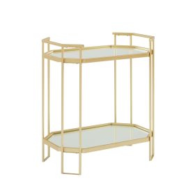 Modern Glam Mirror-Top Accent Table – Pale Gold