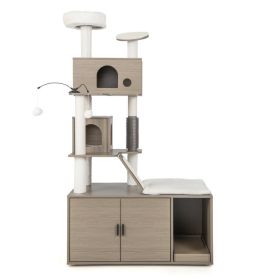 Cat Tree with Litter Box Enclosure for Indoor Cars