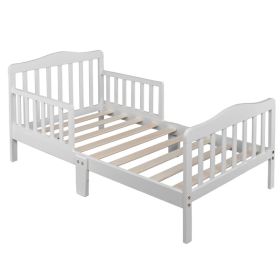 Wooden Baby Toddler Bed Children Bedroom Furniture with Safety Guardrails White Replacement code: 98026167