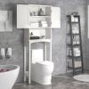 Over-The-Toilet Bathroom Cabinet with Shelf and Two Doors Space-Saving Storage;  Easy to Assemble;  White