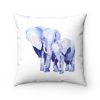 Mother and Baby Auspicious Elephant Double Sided Print Faux Suede Square Cushion