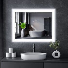 32 x 24 Inch LED Backlit Bathroom Mirror with Light, Anti-Fog, Dimmable, CRI90+, Water Proof Vanity Wall Mounted Lighted Mirror(Horizontal/Vertical)