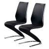 Set of 2 Padded Leatherette Side Chairs in Black and Chrome Finish