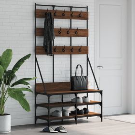 Clothes Rack with Shoe Storage Brown Oak 39.4"x15.7"x72.4"