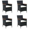 Patio Dining Chairs 4 pcs Poly Rattan Black