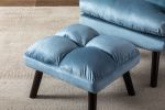 Soft Comfortable 1pc Accent Click Clack Chair with Ottoman Light Blue Fabric Upholstered Black Finish Legs Living Room Furniture