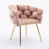 Luxury modern simple leisure velvet single sofa chair bedroom lazy person household dresser stool manicure table back chair pink set of 2