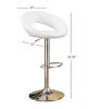 White Faux Leather Stool Adjustable Height Chairs Set of 2 Chair Swivel Design Chrome Base PVC Dining Furniture