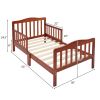 Wooden Baby Toddler Bed Children Bedroom Furniture with Safety Guardrails Espresso Substitution code:56930381