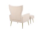 Modern Accent Chair with Ottoman, Comfy Armchair for Living Room, Bedroom, Apartment, Office (Beige)