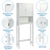 Over-The-Toilet Bathroom Cabinet with Shelf and Two Doors Space-Saving Storage;  Easy to Assemble;  White