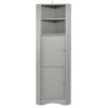 Tall Bathroom Corner Cabinet, Freestanding Storage Cabinet with Doors and Adjustable Shelves, MDF Board, Gray