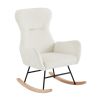 Cream white velvet rocking chair