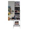 Large Storage Organizer with Frameless Free Standing Jewelry Mirror