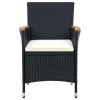 Patio Dining Chairs 4 pcs Poly Rattan Black