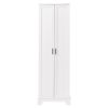 Storage Cabinet with Two Doors for Bathroom, Office, Adjustable Shelf, MDF Board, White