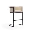 Manhattan Comfort Cosmopolitan 37.8 in. Cream and Black Metal Barstool