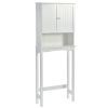 Over-The-Toilet Bathroom Cabinet with Shelf and Two Doors Space-Saving Storage;  Easy to Assemble;  White