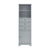 Grey Tall Storage Cabinet with 3 Drawers and Adjustable Shelves for Bathroom, Kitchen and Living Room, MDF Board with Painted Finish