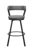 Gray Faux Leather Upholstered Metal Base Chairs Set of 2pc 360-degree Swivel Bar Height Design Pub Chairs Casual Style