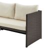 Manhattan Comfort Menton Steel Rattan 2-Piece Chair Lounge and 2 Seater with Coffee Table Patio Set in Cream