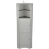 Tall Bathroom Corner Cabinet, Freestanding Storage Cabinet with Doors and Adjustable Shelves, MDF Board, Gray