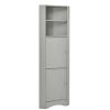 Tall Bathroom Corner Cabinet, Freestanding Storage Cabinet with Doors and Adjustable Shelves, MDF Board, Gray