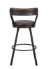 Pub Chairs 2pc Set Brown PU Upholstered Metal Base 29-inch Counter Height Chairs Seat 360-degree Swivel Dining Furniture