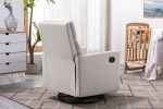 Modern Upholstered Rocker Nursery Chair Plush Seating Glider Swivel Recliner Chair, Tan