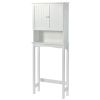 Over-The-Toilet Bathroom Cabinet with Shelf and Two Doors Space-Saving Storage;  Easy to Assemble;  White