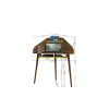 Manhattan Comfort Bradley Corner Desk with Keyboard Shelf in Rustic Brown and Yellow