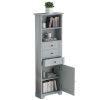 Grey Tall Storage Cabinet with 3 Drawers and Adjustable Shelves for Bathroom, Kitchen and Living Room, MDF Board with Painted Finish