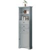 Grey Tall Storage Cabinet with 3 Drawers and Adjustable Shelves for Bathroom, Kitchen and Living Room, MDF Board with Painted Finish