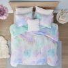 Watercolor Tie Dye Printed Comforter Set with Throw Pillow