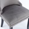 A&A Furniture,Upholstered Wing-Back Dining Chair with Backstitching Nailhead Trim and Solid Wood Legs,Set of 2, Gray,SW8809GY, KD