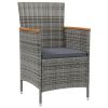 Patio Dining Chairs 2 pcs Poly Rattan Gray