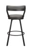 Gray Faux Leather Upholstered Metal Base Chairs Set of 2pc 360-degree Swivel Bar Height Design Pub Chairs Casual Style