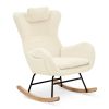 Rocking Chair - with rubber leg and cashmere fabric, suitable for living room and bedroom