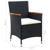 Patio Dining Chairs 4 pcs Poly Rattan Black