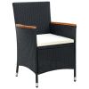 Patio Dining Chairs 4 pcs Poly Rattan Black