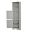 Tall Bathroom Corner Cabinet, Freestanding Storage Cabinet with Doors and Adjustable Shelves, MDF Board, Gray